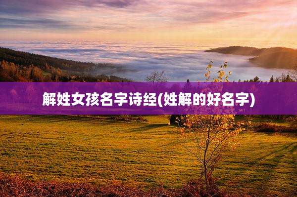 解姓女孩名字诗经(姓解的好名字)