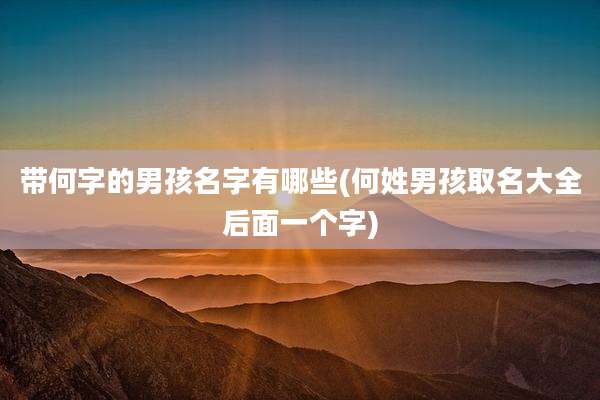 带何字的男孩名字有哪些(何姓男孩取名大全后面一个字)