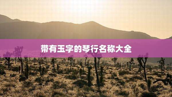 带有玉字的琴行名称大全
