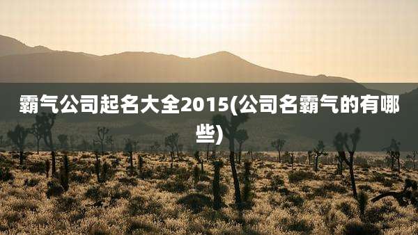 霸气公司起名大全2015(公司名霸气的有哪些)