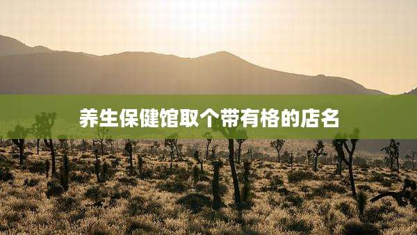 养生保健馆取个带有格的店名