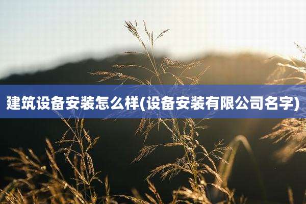 建筑设备安装怎么样(设备安装有限公司名字)