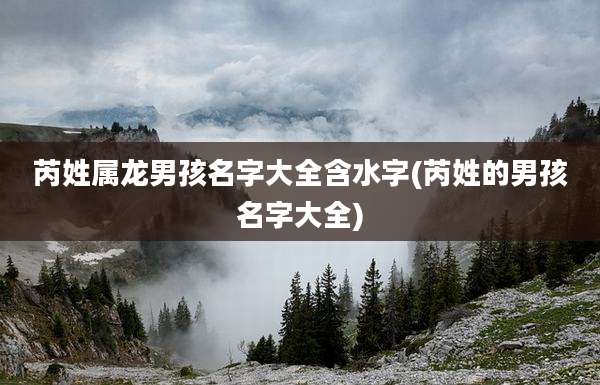 芮姓属龙男孩名字大全含水字(芮姓的男孩名字大全)