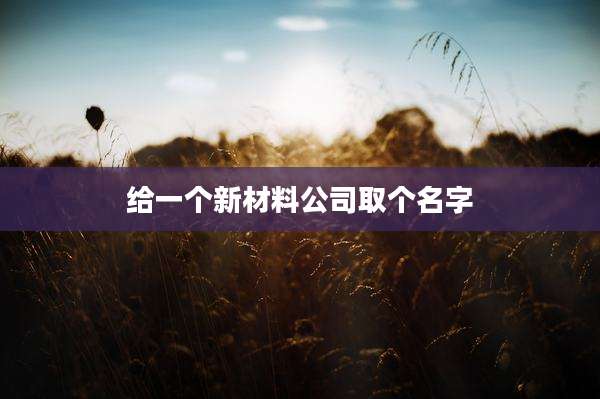 给一个新材料公司取个名字