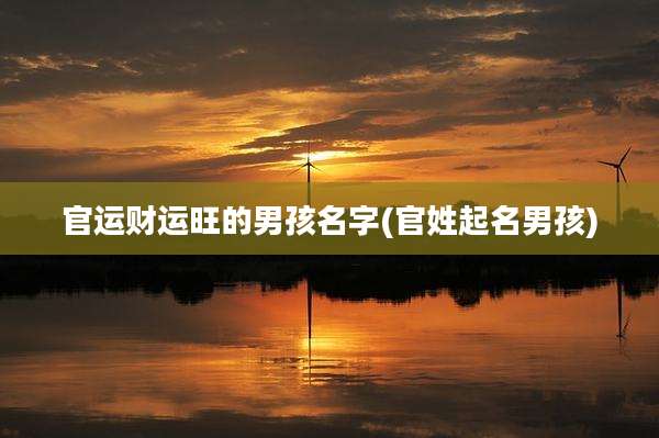 官运财运旺的男孩名字(官姓起名男孩)