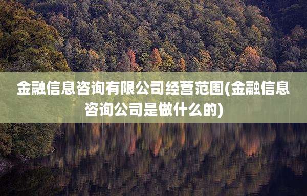 金融信息咨询有限公司经营范围(金融信息咨询公司是做什么的)