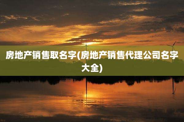 房地产销售取名字(房地产销售代理公司名字大全)