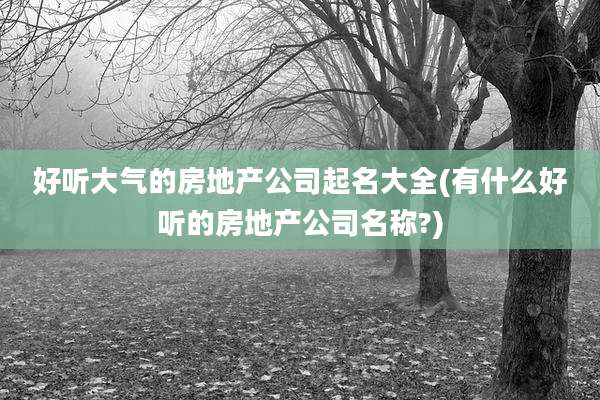 好听大气的房地产公司起名大全(有什么好听的房地产公司名称?)