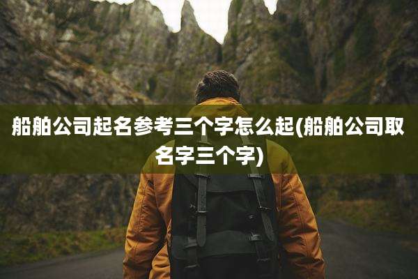 船舶公司起名参考三个字怎么起(船舶公司取名字三个字)