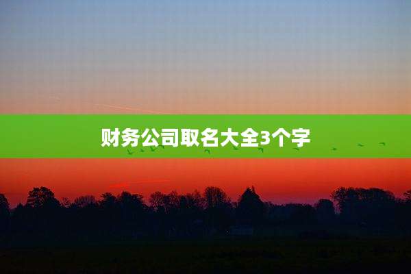 财务公司取名大全3个字