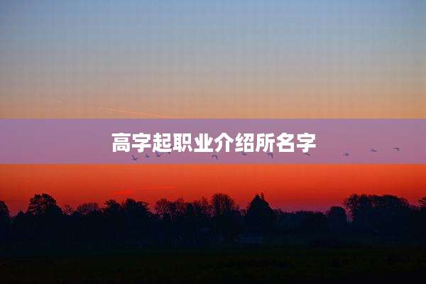 高字起职业介绍所名字
