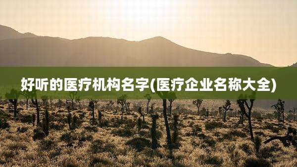 好听的医疗机构名字(医疗企业名称大全)
