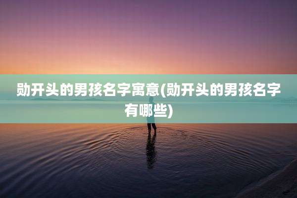 勋开头的男孩名字寓意(勋开头的男孩名字有哪些)