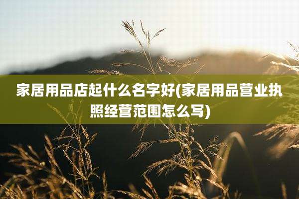 家居用品店起什么名字好(家居用品营业执照经营范围怎么写)