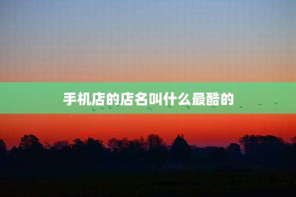 手机店的店名叫什么最酷的