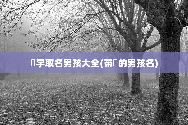 晞字取名男孩大全(带晞的男孩名)