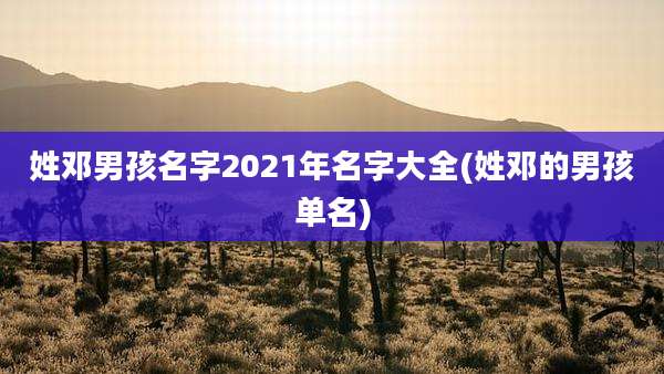 姓邓男孩名字2021年名字大全(姓邓的男孩单名)