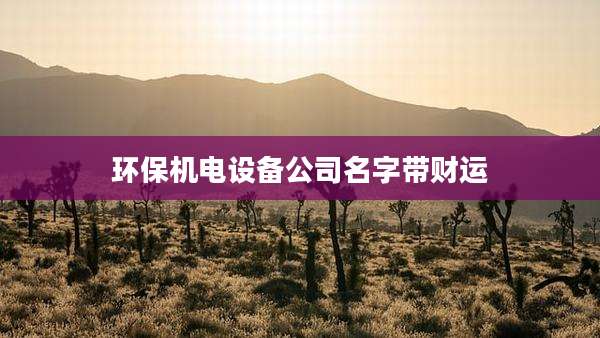 环保机电设备公司名字带财运