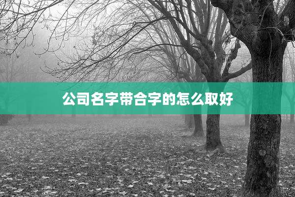 公司名字带合字的怎么取好