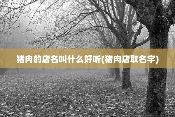 猪肉的店名叫什么好听(猪肉店取名字)