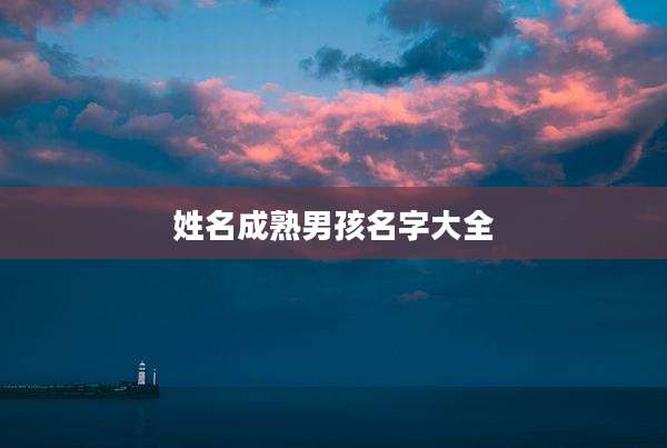 姓名成熟男孩名字大全