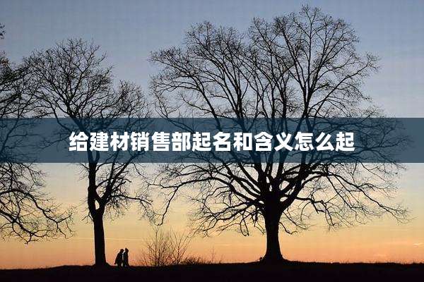 给建材销售部起名和含义怎么起