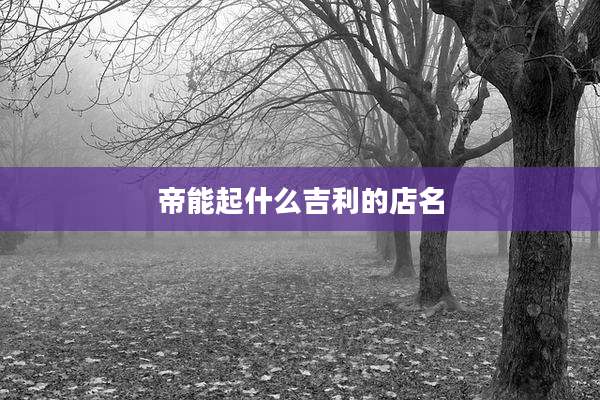 帝能起什么吉利的店名