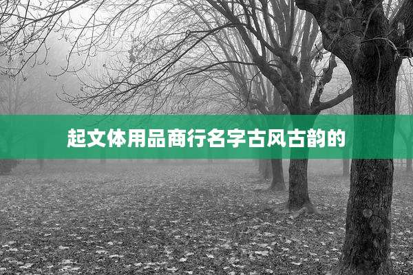 起文体用品商行名字古风古韵的