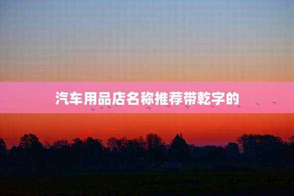 汽车用品店名称推荐带乾字的