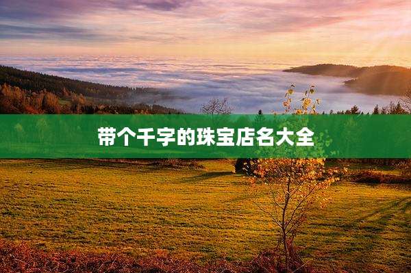 带个千字的珠宝店名大全