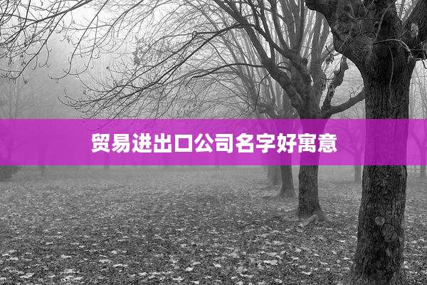 贸易进出口公司名字好寓意