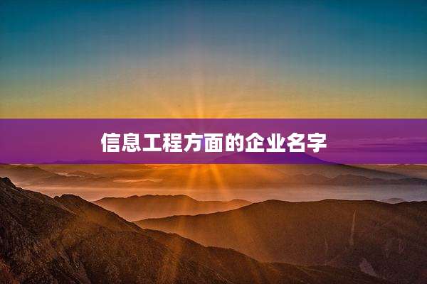 信息工程方面的企业名字