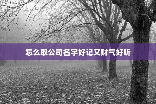 怎么取公司名字好记又财气好听