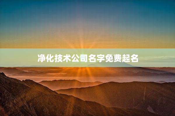 净化技术公司名字免费起名