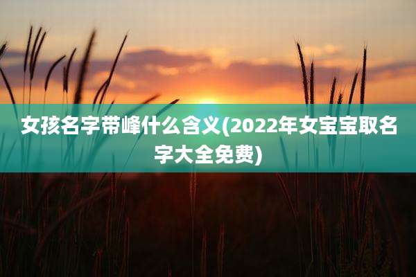 女孩名字带峰什么含义(2022年女宝宝取名字大全免费)
