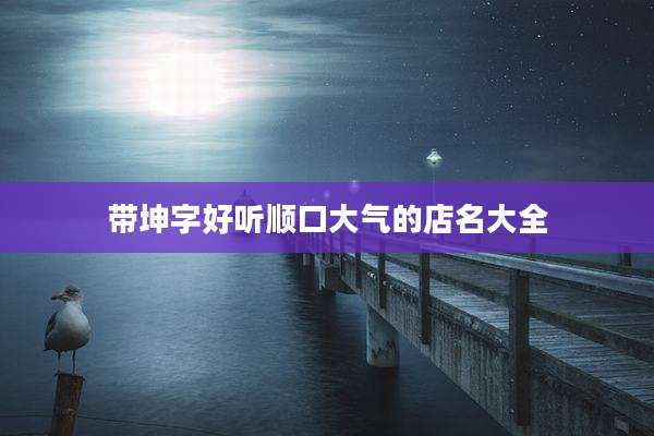 带坤字好听顺口大气的店名大全