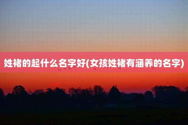 姓褚的起什么名字好(女孩姓褚有涵养的名字)
