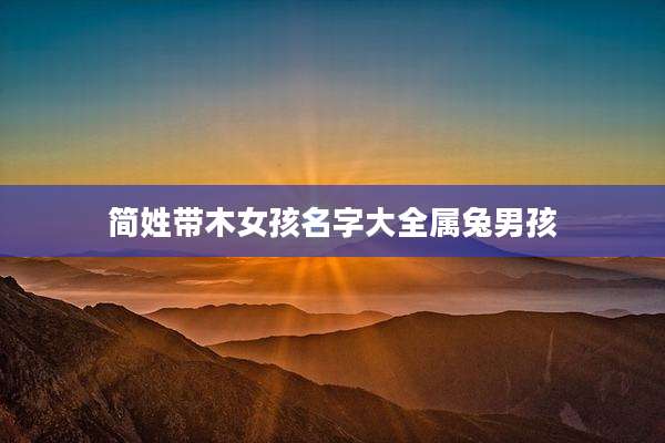 简姓带木女孩名字大全属兔男孩