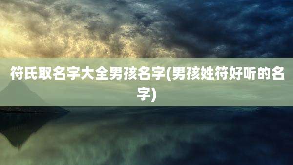 符氏取名字大全男孩名字(男孩姓符好听的名字)