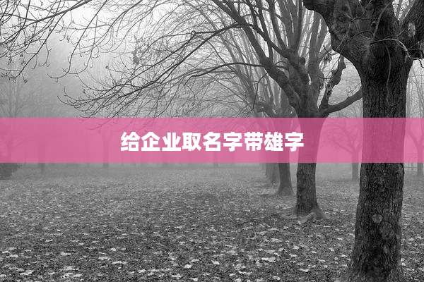 给企业取名字带雄字