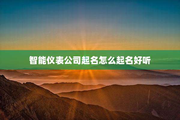 智能仪表公司起名怎么起名好听