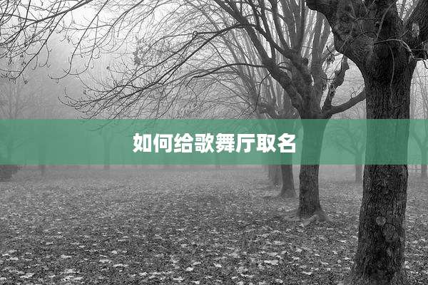 如何给歌舞厅取名