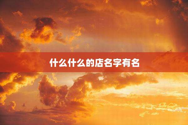 什么什么的店名字有名