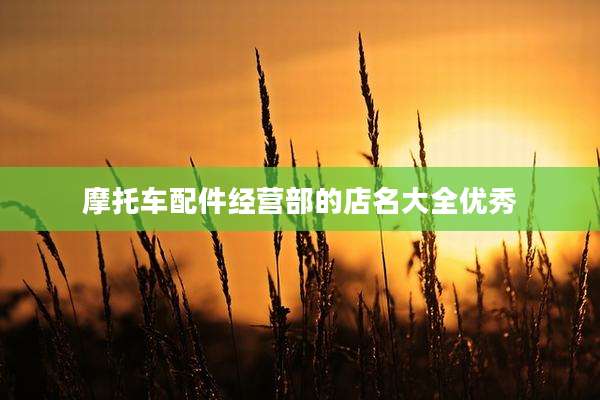 摩托车配件经营部的店名大全优秀