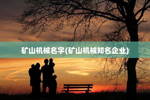 矿山机械名字(矿山机械知名企业)