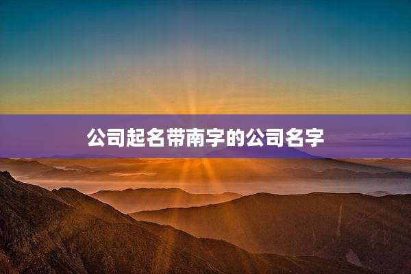 公司起名带南字的公司名字