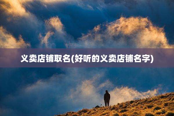 义卖店铺取名(好听的义卖店铺名字)