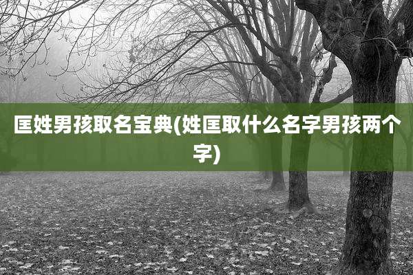 匡姓男孩取名宝典(姓匡取什么名字男孩两个字)