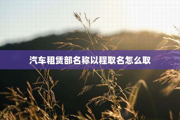 汽车租赁部名称以程取名怎么取