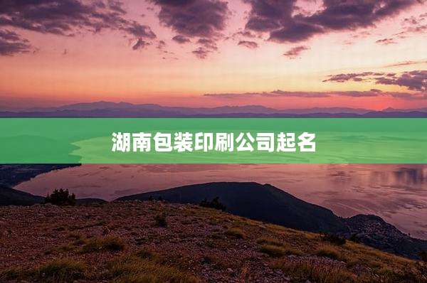湖南包装印刷公司起名